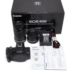 【キヤノン EOS R50 ダブルズームキット ブラック EOS EOS Rシステム ミラーレス一眼カメラ】の【買取 】をいたしました!【熊本市南区の質屋おやま質店】